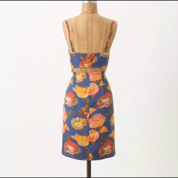 NWT Anthropologie Peony Slip Dress Silk French Blue Floral Sz 2 - Picture 3 of 12